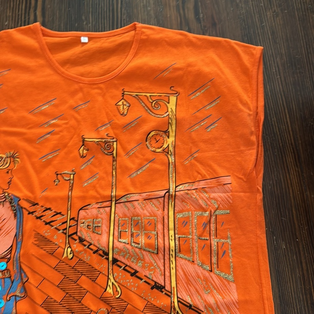 NWOT! Vibrant Orange Graphic Sleeveless Tank Top - Picture 4 of 5